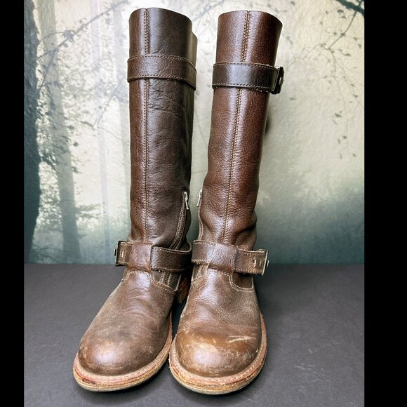 Dr. Martens Brown Leather Buckle Harness Biker Boots Tall Docs US 8 UK 6 - Picture 2 of 10